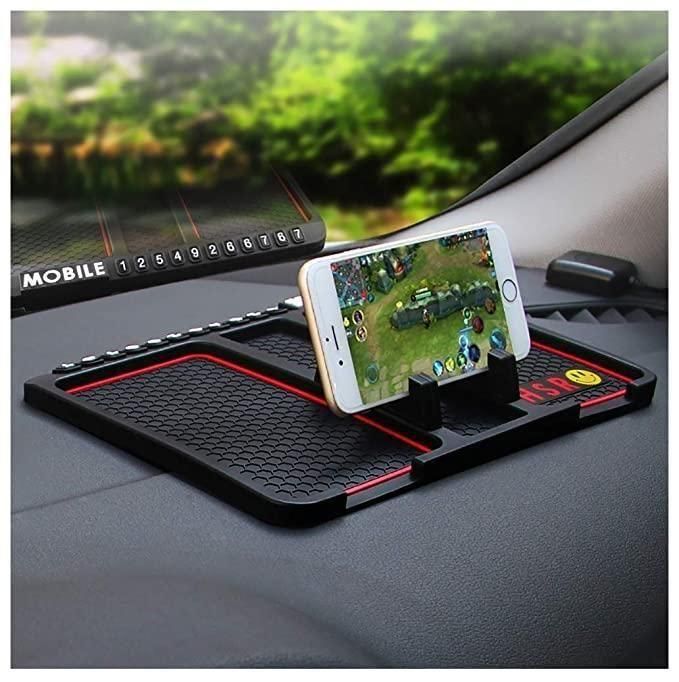 4-in-1 Car Dashboard Mat: Phone Holder, GPS Stand, Anti-Slip Pad & Organizer