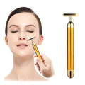 24K Gold Vibrating Facial Massager | Electric Beauty Bar Roller for Anti-Aging, Firming & Sculpting