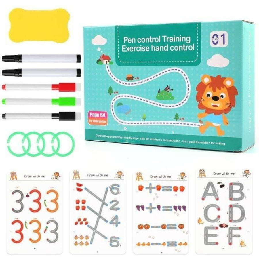 Reusable Pen Control Training Book | Kids Early Learning Workbook Set