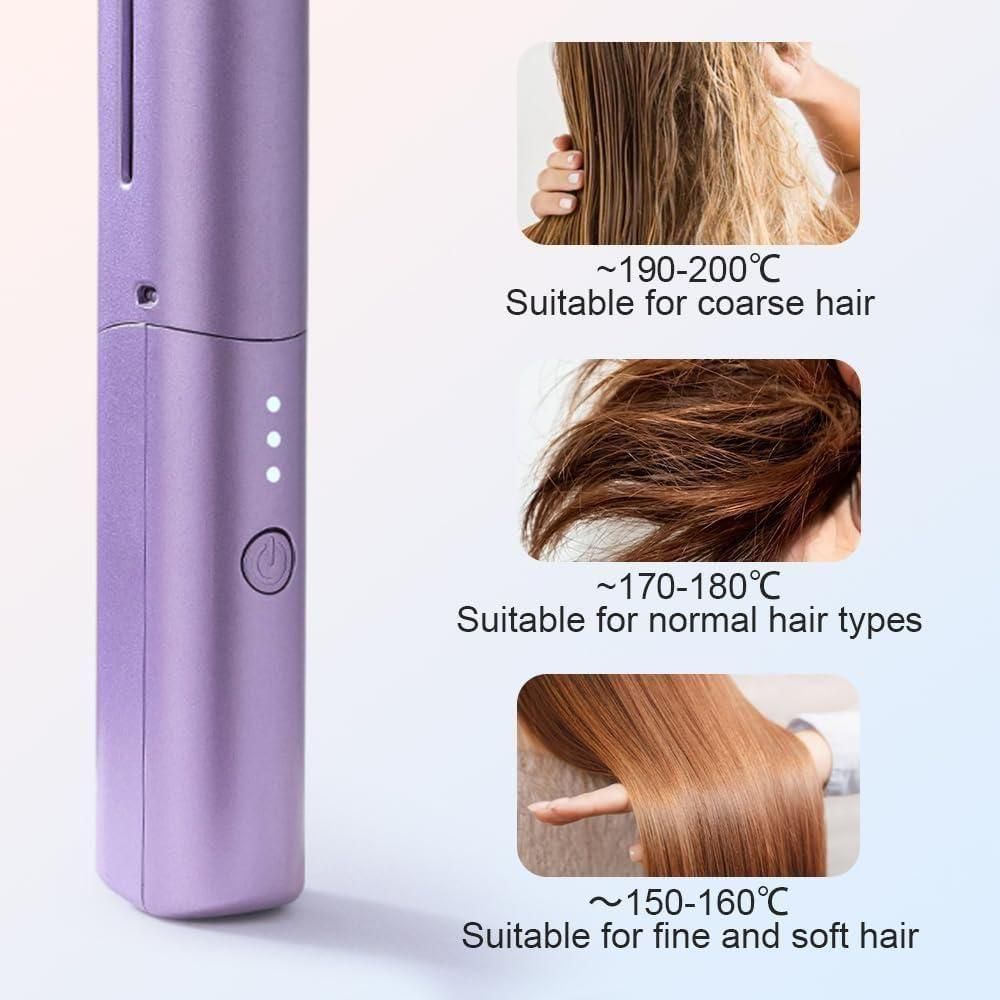 Meneflix Cordless Rechargeable Mini Hair Straightener Hot Comb | 200°C Max
