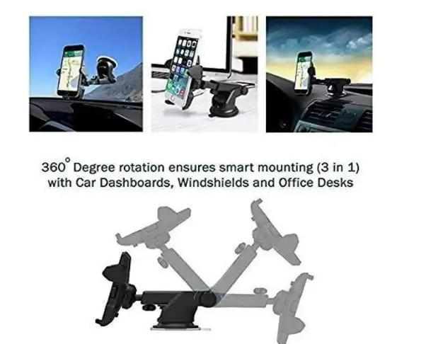 Revolex Zoom Star Pros Car Mobile Holder | Dashboard Mount Black