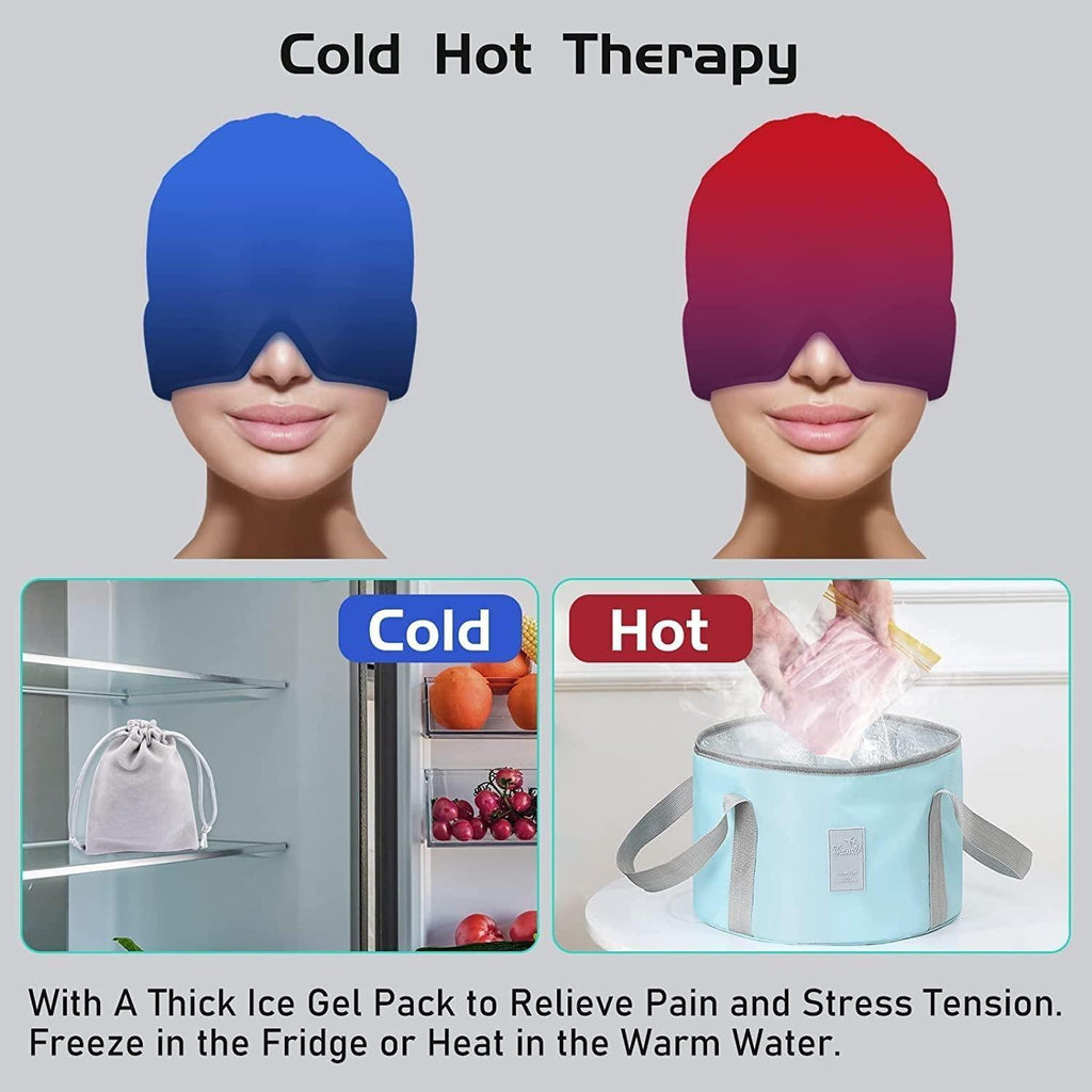360° Migraine Relief Cap | Cold Therapy Ice Mask for Headache & Stress
